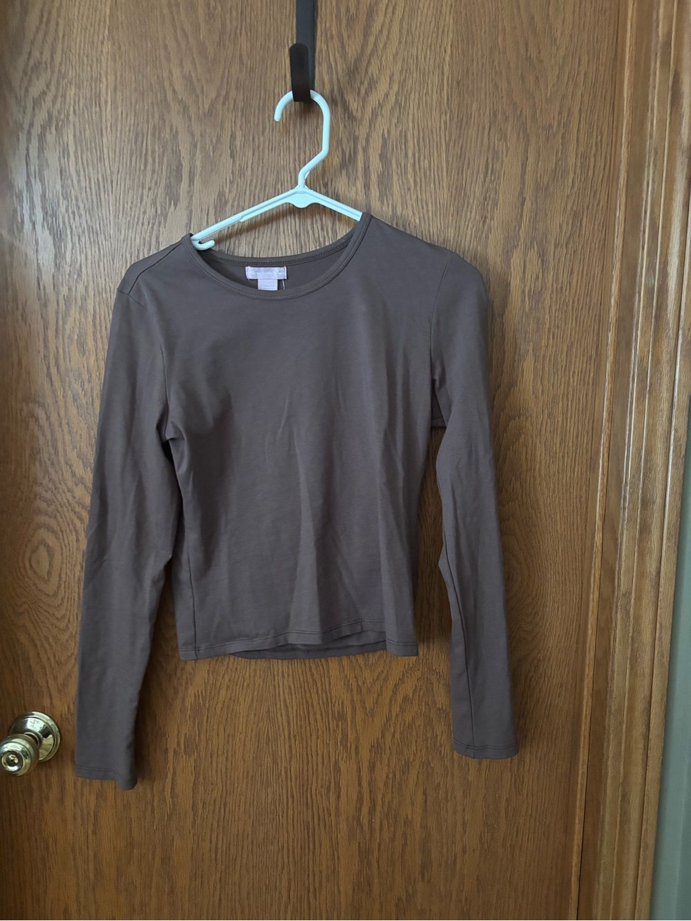 Women's Long Sleeve Crewneck Tee - Brown